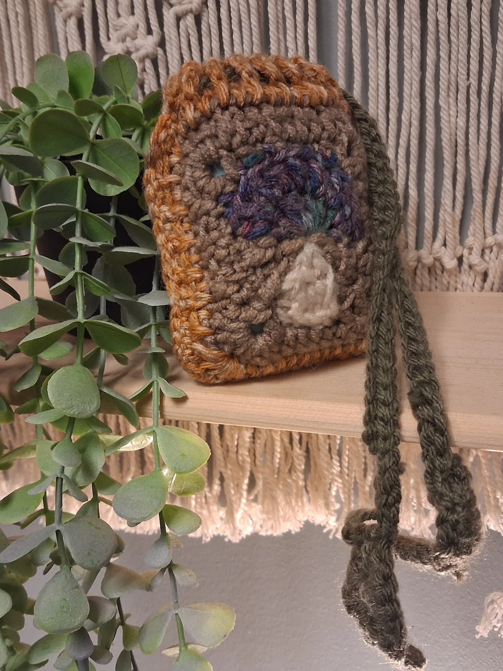 Crochet Mushroom Drawstring Pouch | Mini Earbud Bag | Handmade Cottagecore